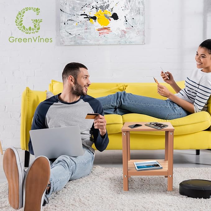 GREENVINES Outdoor Rocking Chairs Set, 2 Rockers w/ 1 Side Table, Teak | - Image 8