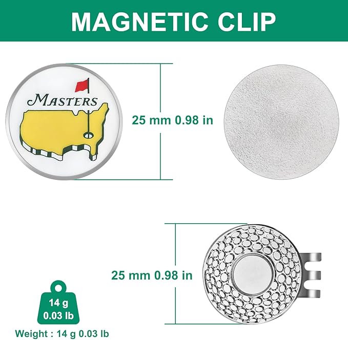 Golf Ball Marker Hat Clip, Funny Golf Accessories, Golf Gifts for Men 25 MM