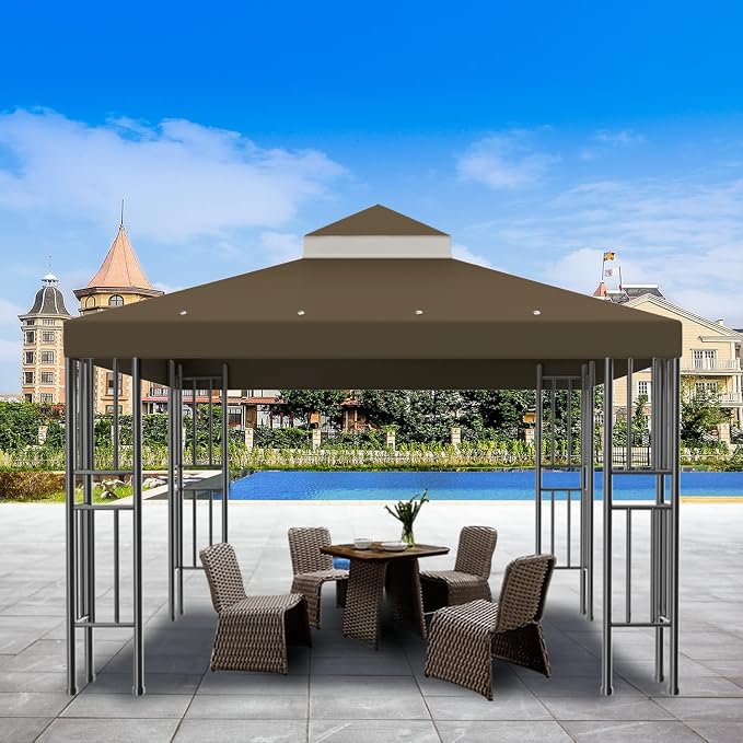 Sumfaller 10x10 FT Gazebo Replacement Canopy Top Cover | Double Tiered Canopy - Image 6