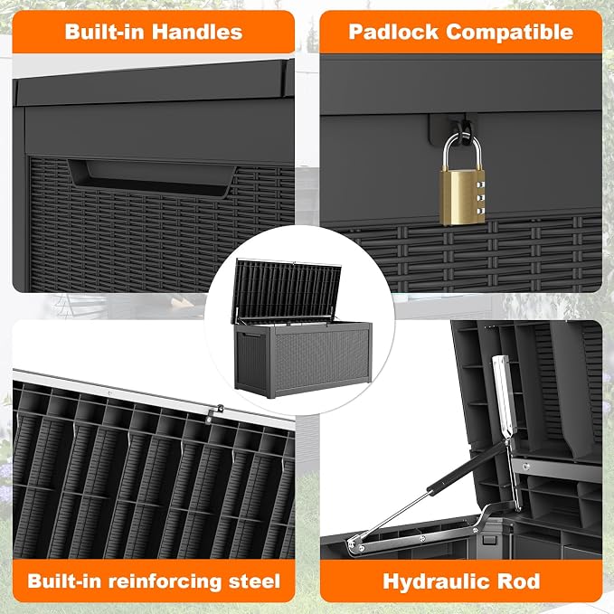 DRATO 320 Gallon Deck Boxes Outdoor Waterproof, Lockable Outdoor Storage Box - Image 5