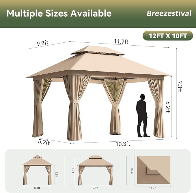 12'x10' Gazebo, Metal Frame Canopy - Image 2