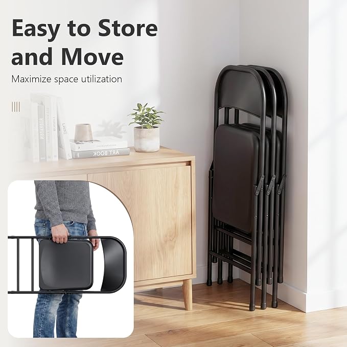 4 Pack All Metal Folding Chairs, Heavy Duty Foldable Chair Waterproof Resistant - Image 7