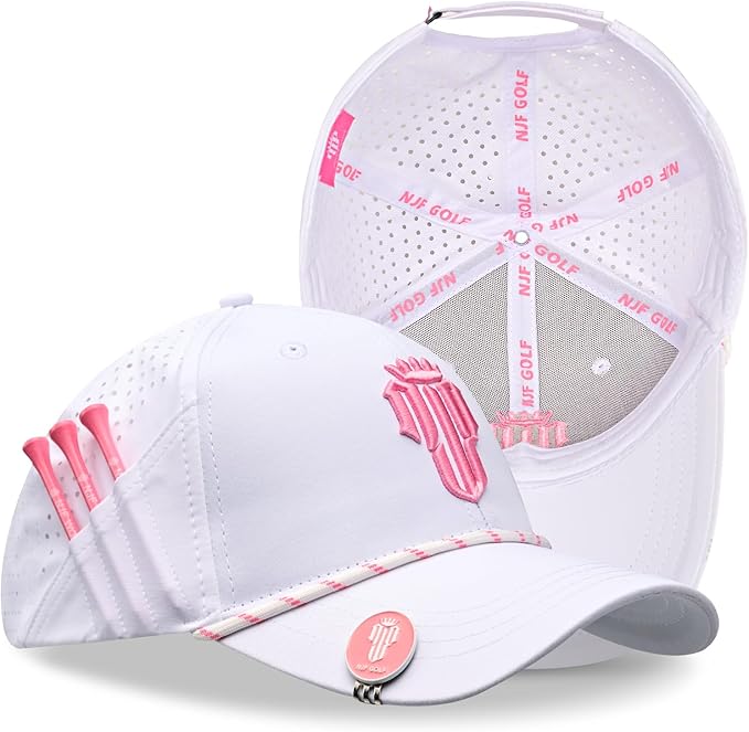 NJF Golf™ Hat Men - Breathable Mens Golf Hats, Adjustable Rope Snapback Cap, Convenient Cap with Tee Holder