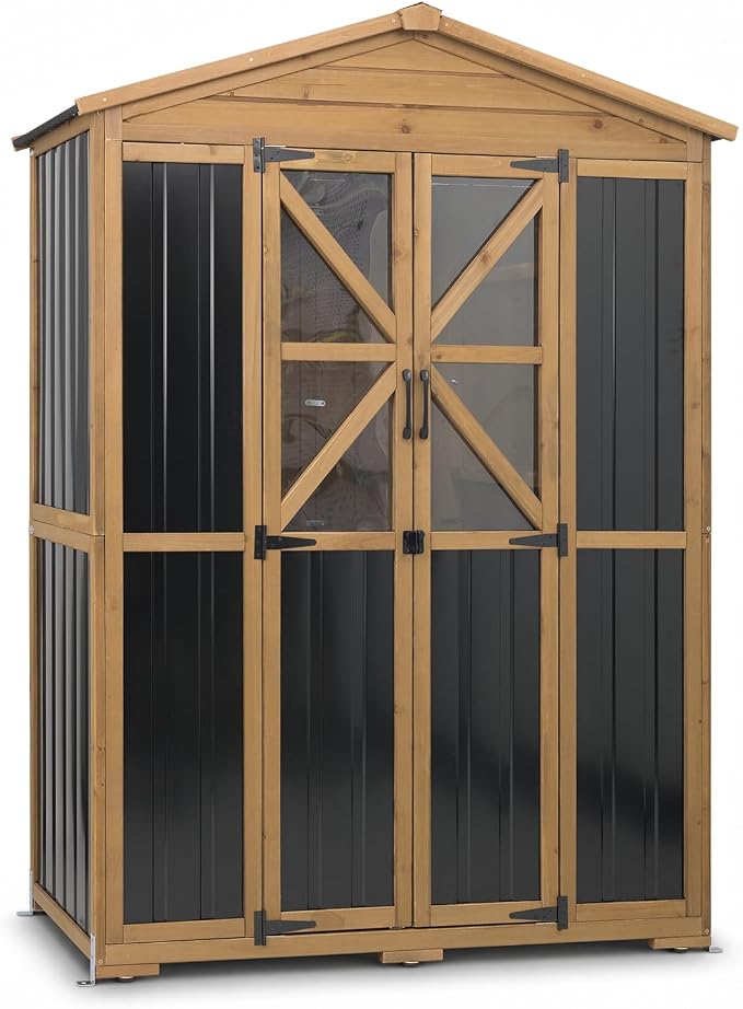 Outdoor Storage Cabinet, Weatherproof Garden Shed by PETSCOSSET