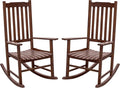 Flamaker Acacia Wood Outdoor Rocking Chairs Set of 2 | High Back and Widen by Flamaker