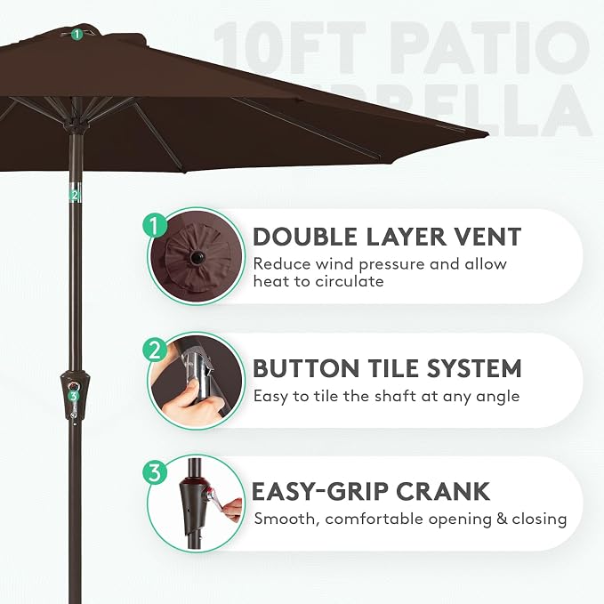 JEAREY 10 ft Outdoor Patio Umbrella w/Tilt and Crank - Image 2