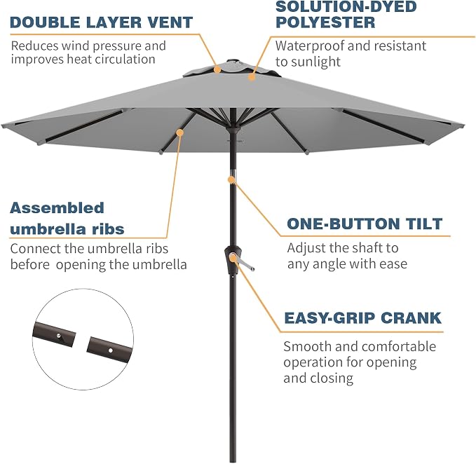 10FT Patio Umbrella, Outdoor Umbrella - Image 2