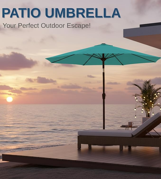 9FT Auto-Tilt Patio Umbrella|Outdoor Market Table Umbrella - Image 8