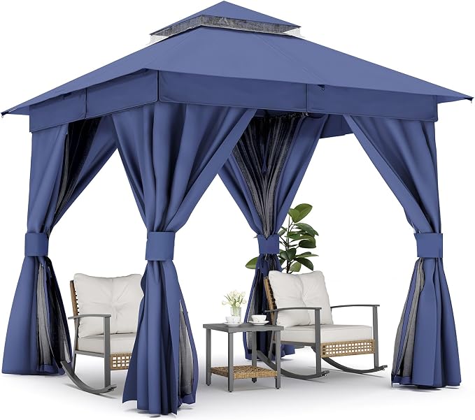 8'x8' Outdoor Gazebo, Metal Frame Heavy Duty Patio Canopy Tent Shelter - Image 8
