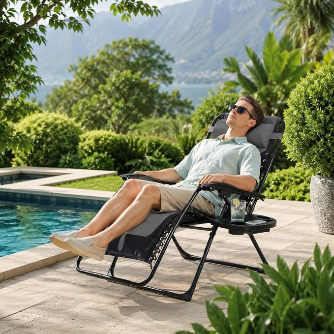 Colegence Oversized Padded Zero Gravity Chair, 400 lb, 0-170° locking recline - Image 2