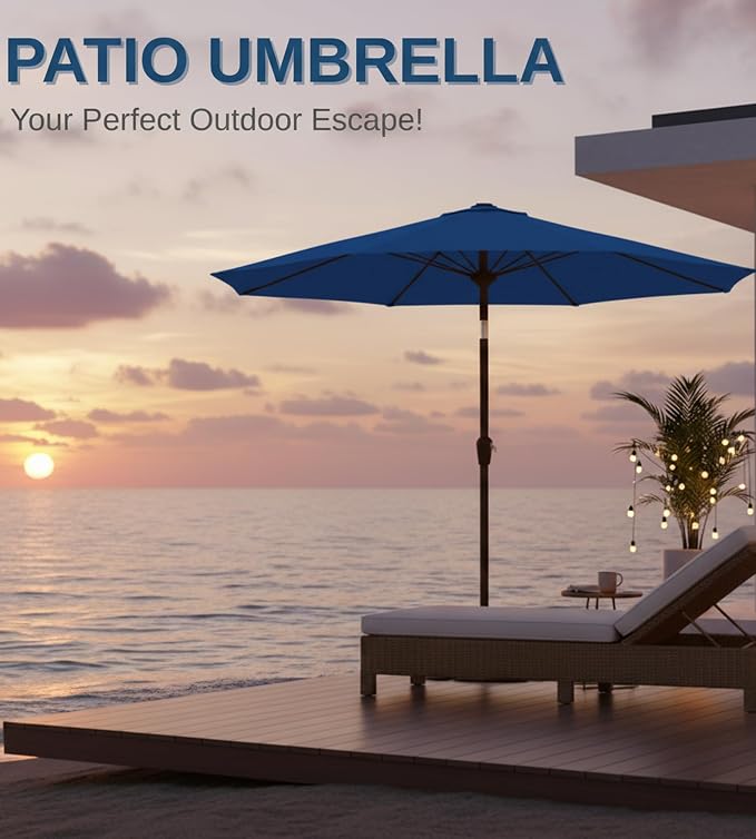 9FT Auto-Tilt Patio Umbrella|Outdoor Market Table Umbrella - Image 8