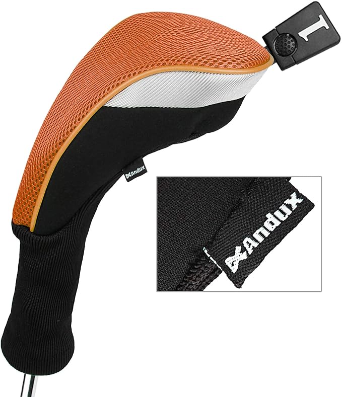 Andux 5pcs/Set Mesh Golf 460cc Driver Fairway Wood Club Head Covers Long Neck with No. Tags