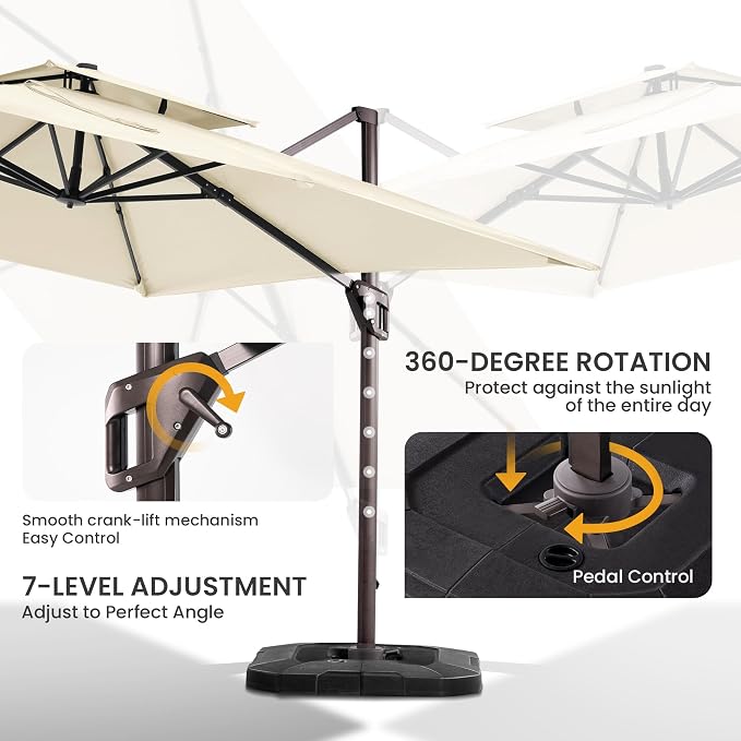 10x10 FT Outdoor Cantilever Patio Umbrella - Image 3