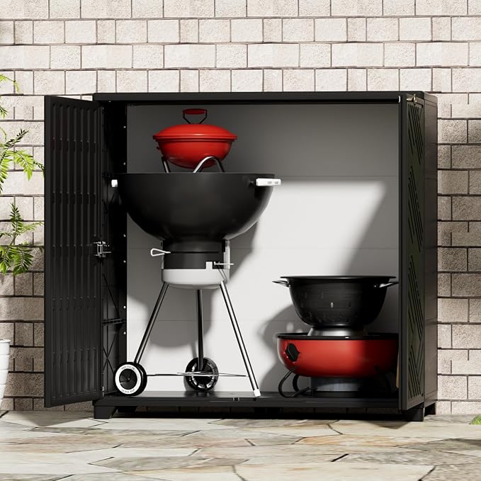 ADDOK Outdoor Storage Cabinet, 60 Gallon Waterproof Resin Patio Storage Cabinet - Image 3