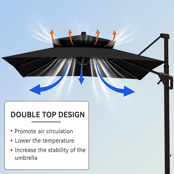 10' X 13' Cantilever Patio Outdoor Umbrella - Image 5