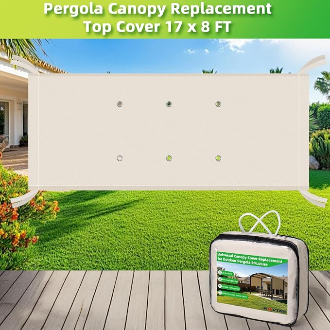 NOVINO Pergola Shade Cover Pergola Replacement Canopy Cover, w/Drainage Holes - Image 3