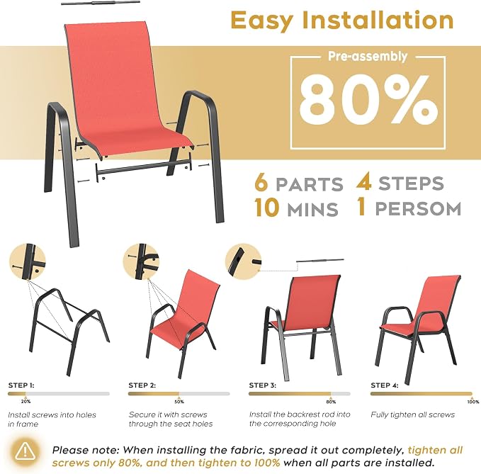 Patio Dining Chairs Set of 8 Outdoor Stackable Dining Chairs - Image 6