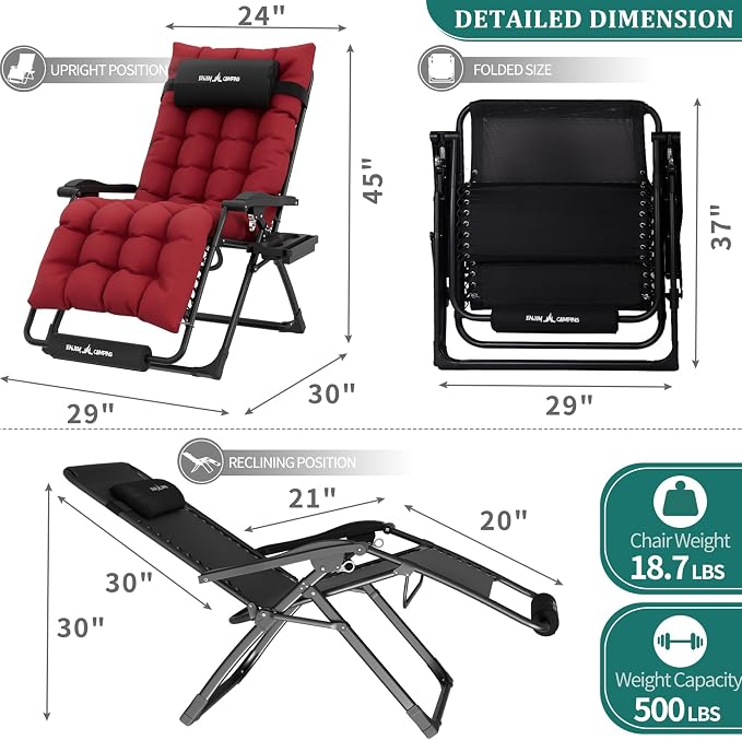 UDPATIO Oversized Zero Gravity Chair Patio Reclining Chairs - Image 3