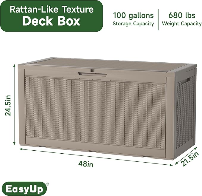 120 Gallon Outdoor Deck Box, Resin Waterproof Storage Box - Image 2
