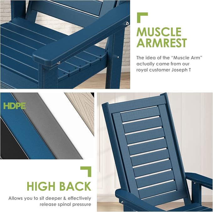 GREENVINES Outdoor Rocking Chairs Set, 2 Rockers w/ 1 Side Table - Image 7