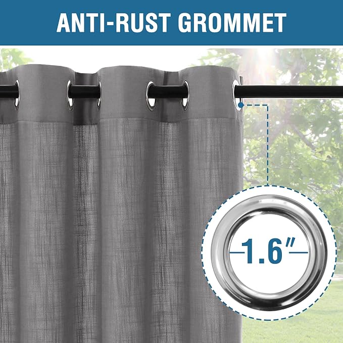 H.VERSAILTEX Linen Look Outdoor Curtains Waterproof - Image 4