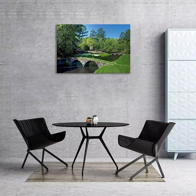 chenchenArt Augusta National Golf Course Wall Art - Augusta Golf Course 12th Hole Wall Art for Living Room Bedroom Bathroom Home Decorations Golf Art Canvas Prints Framed Ready to Hang(12''H x 16''W)