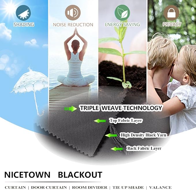 NICETOWN Blackout Outdoor Patio Curtain & Drape Waterproof, Top and Bottom - Image 4