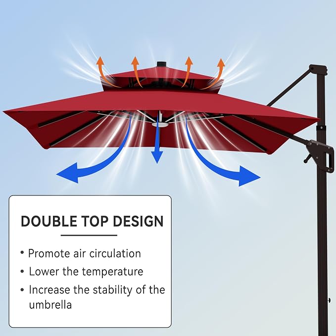 9' X 12' Cantilever Patio Outdoor Umbrella - Image 6