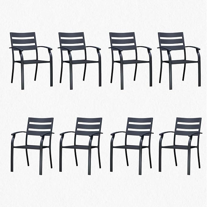 Patio Dining Chairs Set of 8, Wrought Iron Patio Furniture Chairs - Image 7