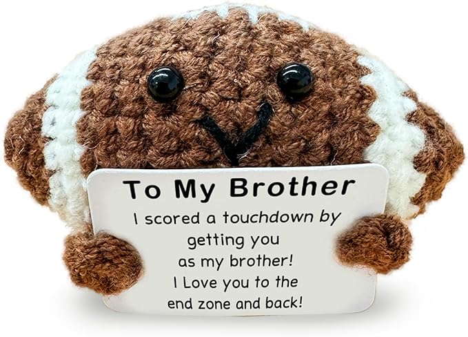 Mini Handmade Crochet Football Birthday Gift for Brother, Emotional Support Football Inspirational Gift for Brother