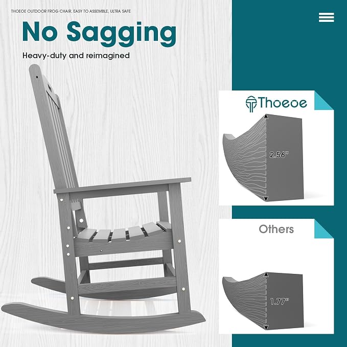 THOEOE Outdoor Rocking Chairs, Oversized Patio Rocking Chair | HDPE Outdoor - Image 6