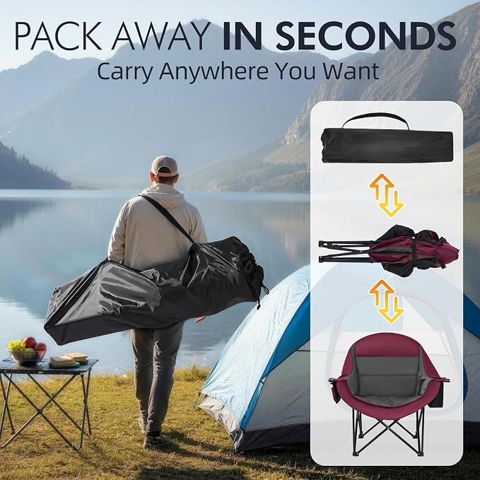 Oversized Camping Chair for Adults 2 Pack - Image 8