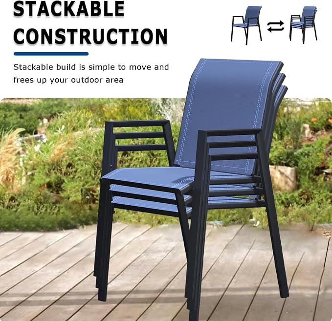 Outdoor Patio Chairs Set of 4, Lightweight Patio Set - Image 2