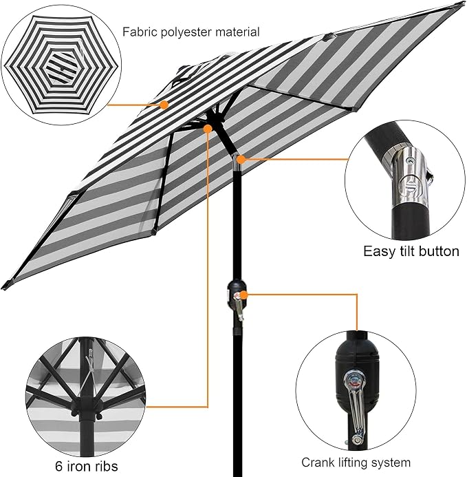 7.5 ft Patio Umbrella, Yard Umbrella, Outdoor Market Umbrella - Image 2