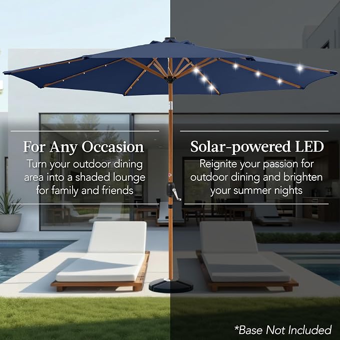 Best Choice Products 10ft Solar Market Patio Umbrella w/Woodgrain Pattern Pole - Image 4