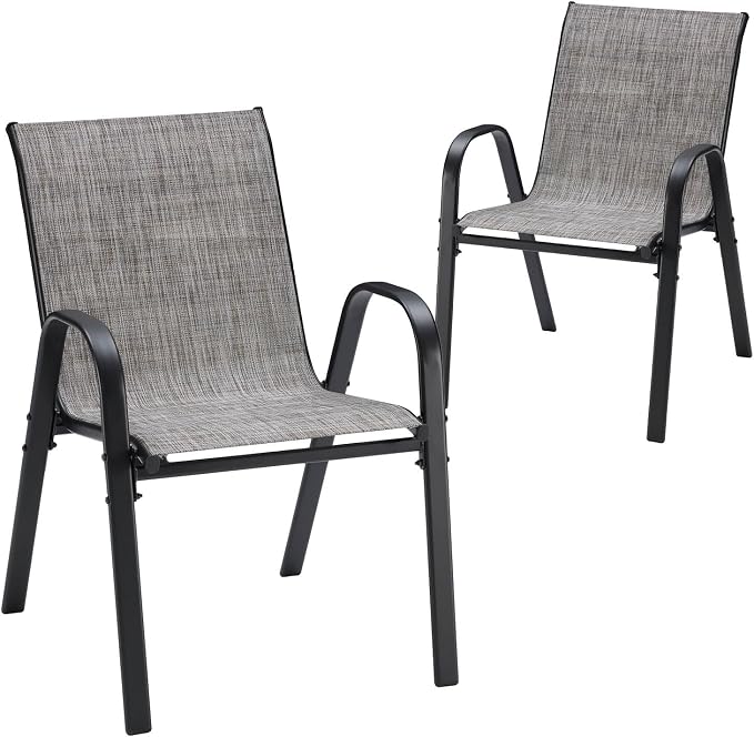 Patio Chairs Set of 2, Stackable Outdoor Chairs by Ningering