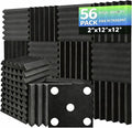 56 Pack Acoustic Foam Panels, 12 x 12 x 2 Inches Mirovant Designed Sound Proof Foam Panels for Walls Soundproofing Wedges Studio Foam Noise Absorbing Black