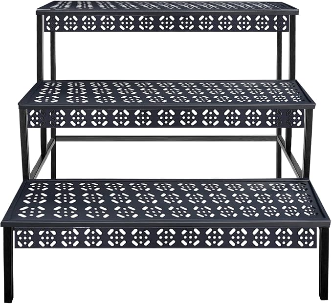 3-Tier Rectangular Metal Plant Stand, Ladder Flower Pot Rack | 3-tier stair by Garden4you