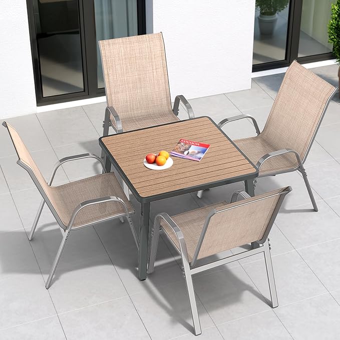 Patio Chairs Set of 4, All Weather Outdoor Dining Chairs | Stackable Dining - Image 2