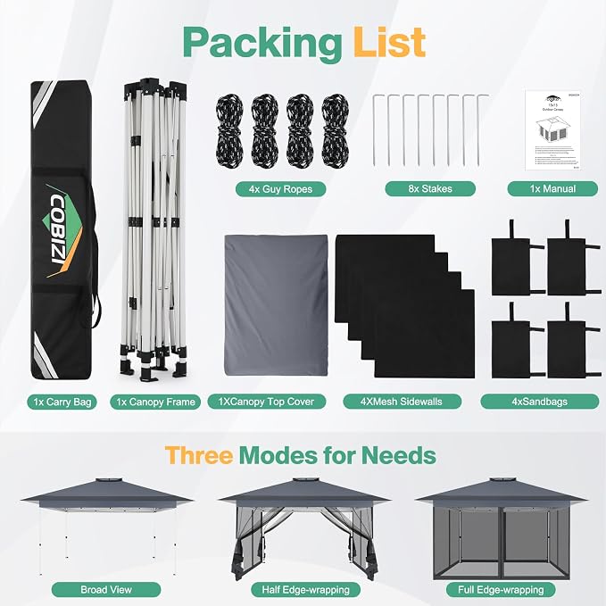 COBIZI 10x15 Pop up Canopy Gazebos on Clearance-Canopy Tent - Image 9