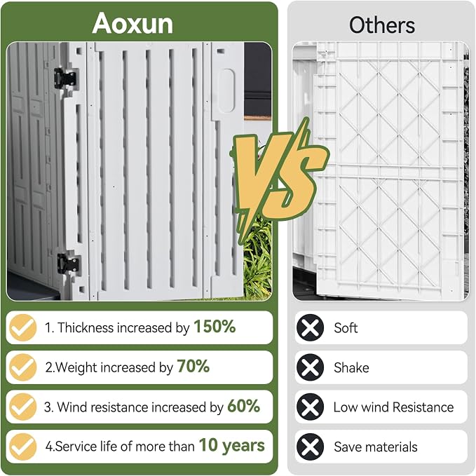 Aoxun Outdoor Storage Cabinet 35 Cu.Ft Outdoor Trash Can Storage Shed, and Lawn - Image 4