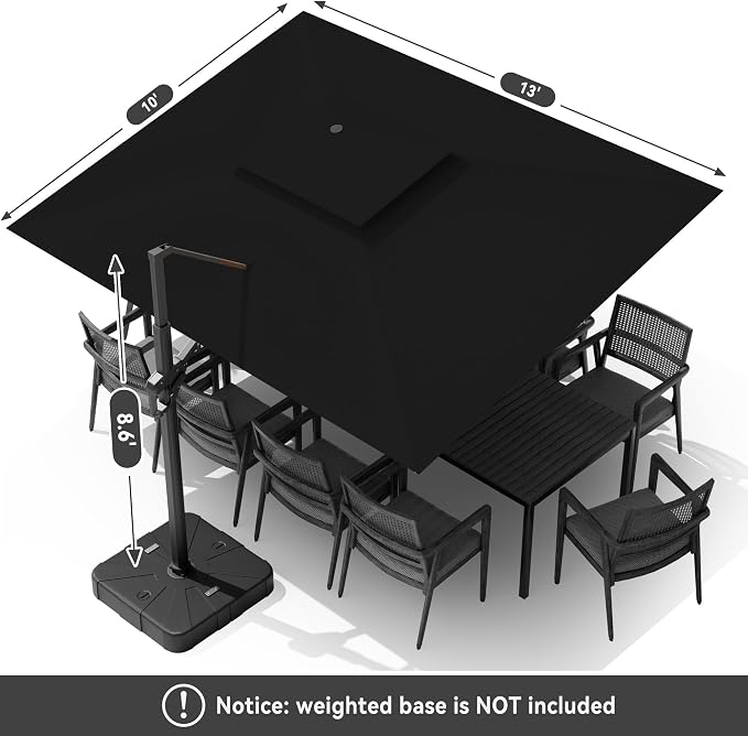 10x13FT Cantilever Patio Umbrella - Image 9