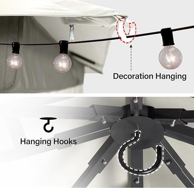 8'x8' Outdoor Gazebo, Metal Frame Heavy Duty Patio Canopy Tent Shelter - Image 5