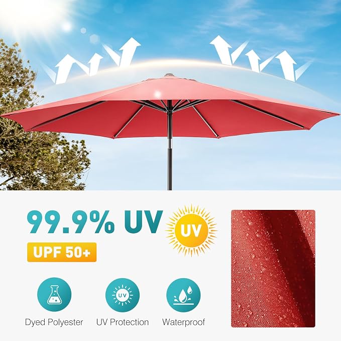 OLIXIS 9ft Patio Table Umbrella, Outdoor Patio Umbrella - Image 3
