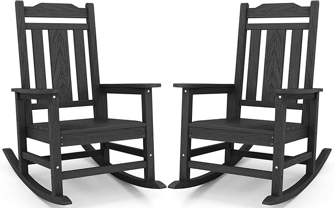 SERWALL Outdoor Rocking Chairs Set of 2, HDPE Porch Rocker Outdoor, Porch Rocker by SERWALL