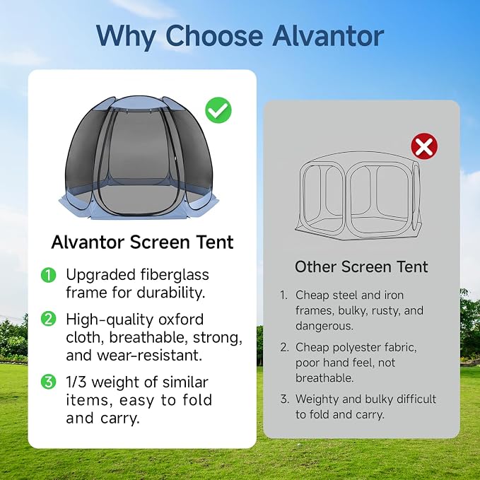 Alvantor Pop Up Screen House Tent, Instant Outdoor Gazebo - Image 2