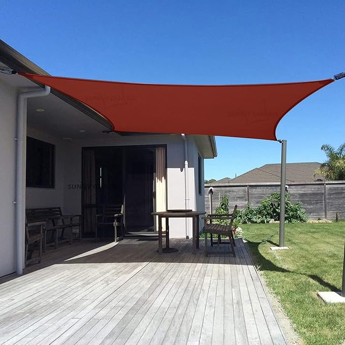 SUNNY GUARD Custom Size 13'x14' Rectangle Terra Red UV Block Sunshade by SUNNYGUARD