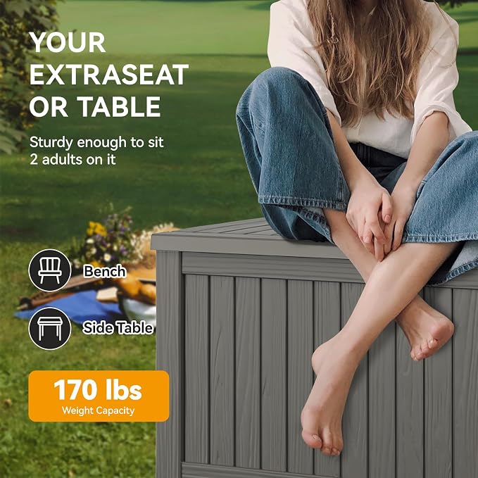 Outdoor Storage Box, 230 Gallon Large Outdoor Resin Deck Box, Storage - Image 5