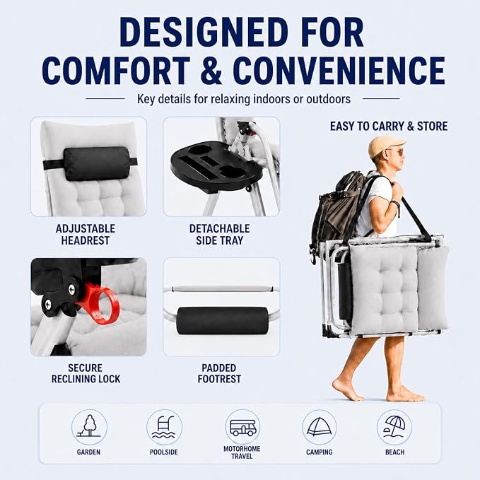 Yaheetech 26" Zero Gravity Chair Adjustable, - Image 4