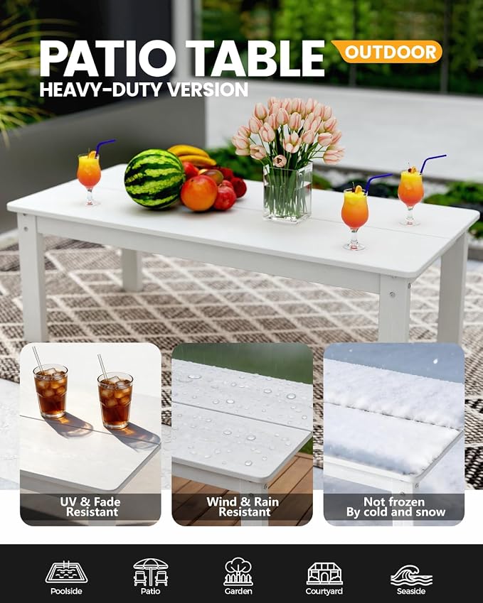 Adirondack Coffee Table, All-Weather HDPE, | 47.2" x 22.7" x 17", 304 stainless - Image 7